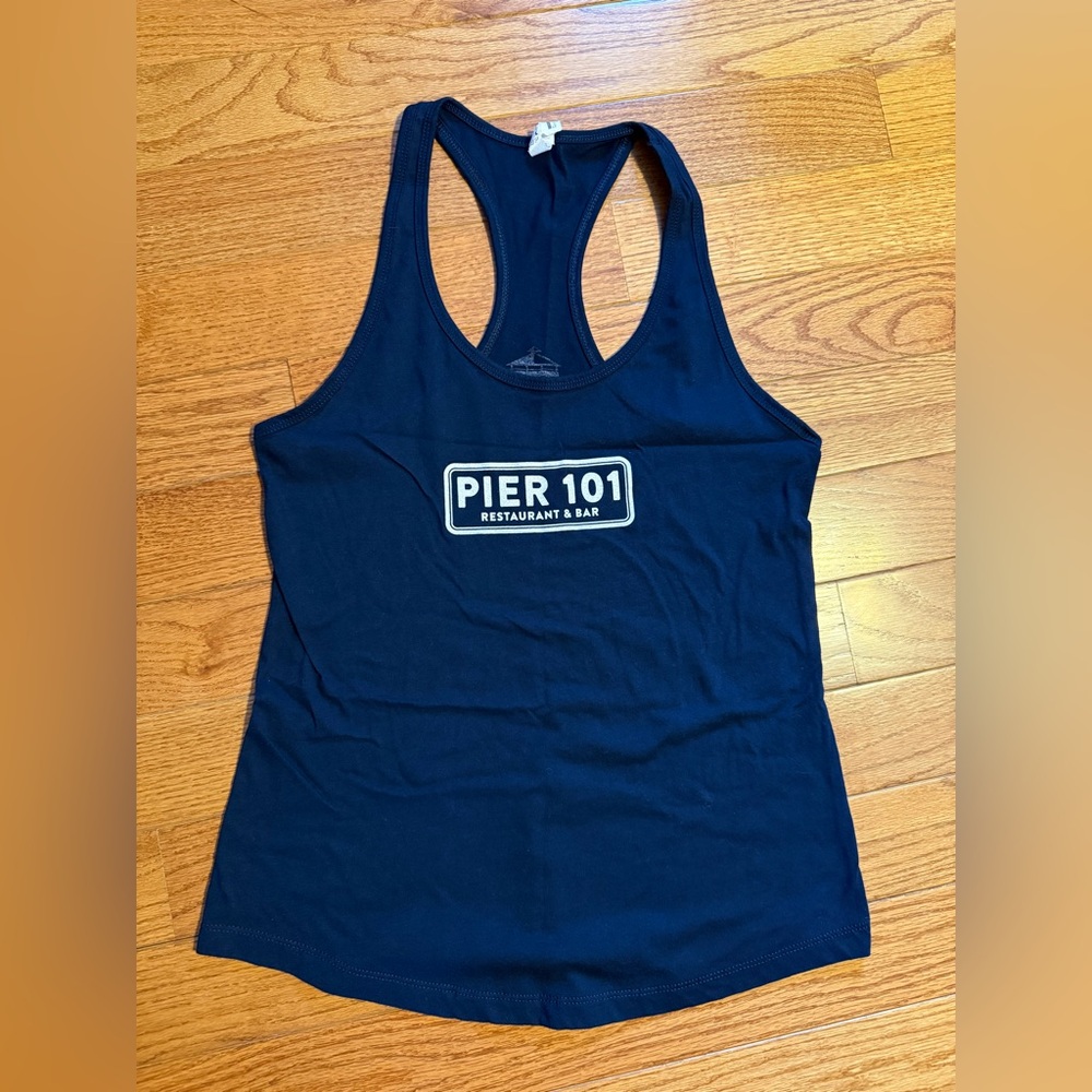 Pier 101 Folly Beach Charleston South Carolina Navy Racerback Tank Top
